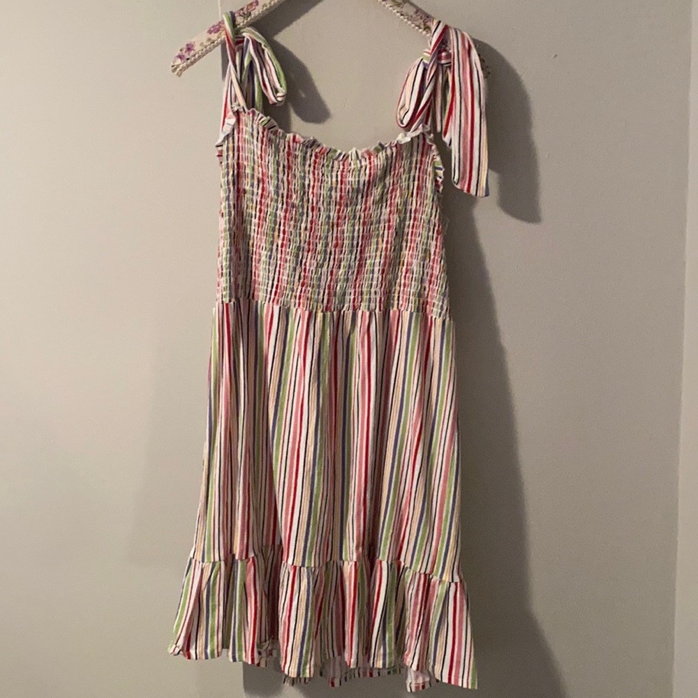ASOS sundress with tie straps in rainbow stripe
